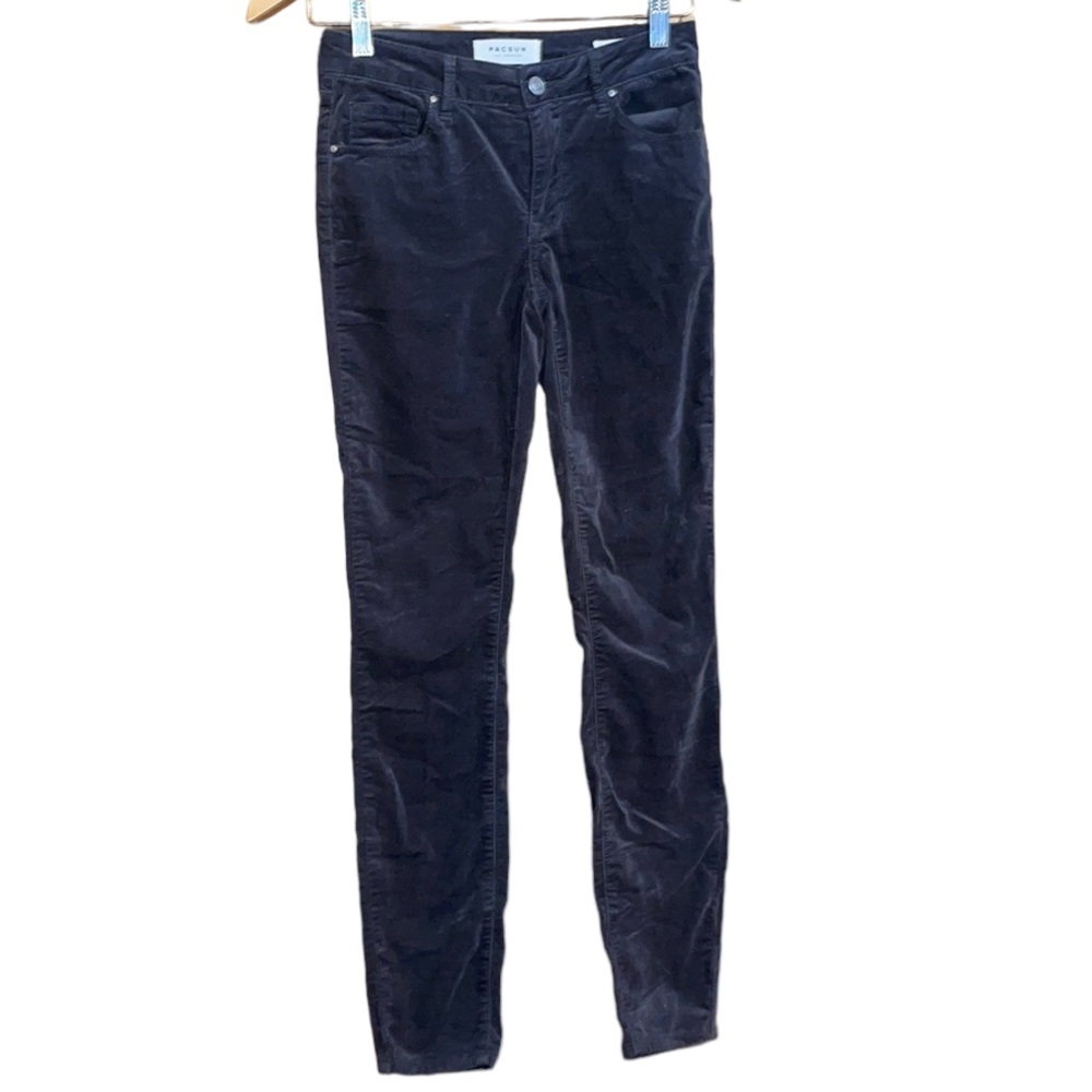 •PACSUN•BLACK MID-RISE SKINNEST CRUSHED VELET PANTS SIZE 23